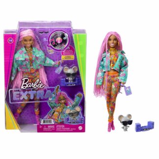 Barbie EXTRA lelle ar zaļu jaka un mājdzīvnieku peli GXF09