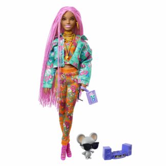 Barbie EXTRA lelle ar zaļu jaka un mājdzīvnieku peli GXF09